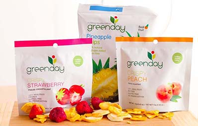 Productos singulares: Greenday, snacks saludables de frutas y hortalizas