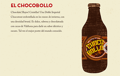 Productos singulares: Chocobollo, cerveza negra con pepitas de cacao