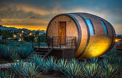 Hotel Matices en México: dormir en barriles gigantes de tequila