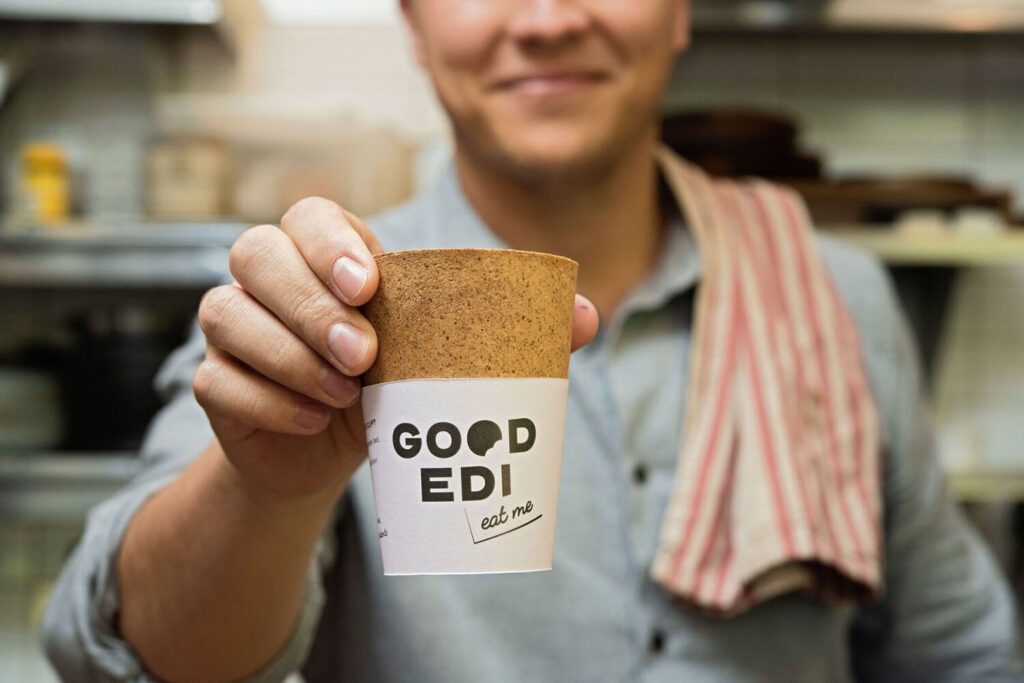 Good Edi, tazas de café para llevar comestibles elaboradas con avena